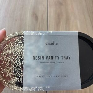 Black and silver flek resin vanity tray NWT, handmade my local artist in SF. NEW